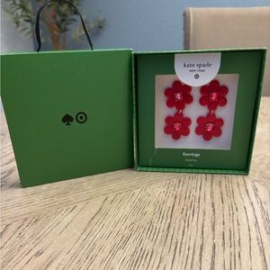Kate Spade New York x Target Red Flower Drop Earrings – Nickel Free – NIB
